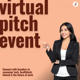 Fabric VC Virtual Pitch Event Flyer. Includes image of a businesswoman